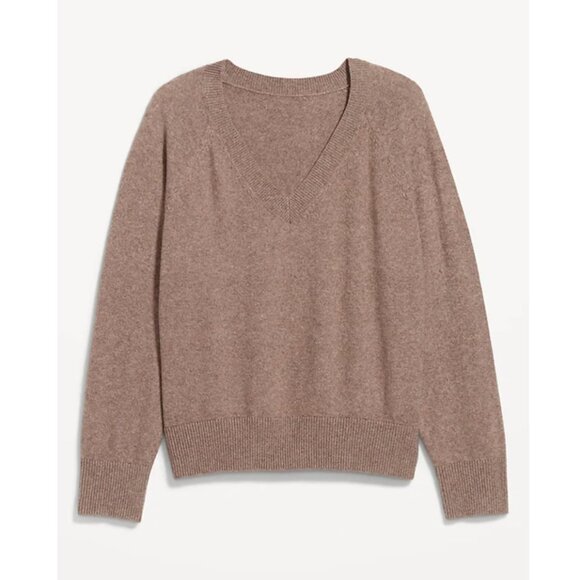 Old Navy SoSoft Loose V-Neck Sweater Driftwood Heather in Medium - Picture 3 of 4